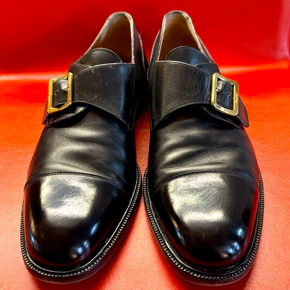 Black Salvatore Ferragamo Single Monk Strap Shoes